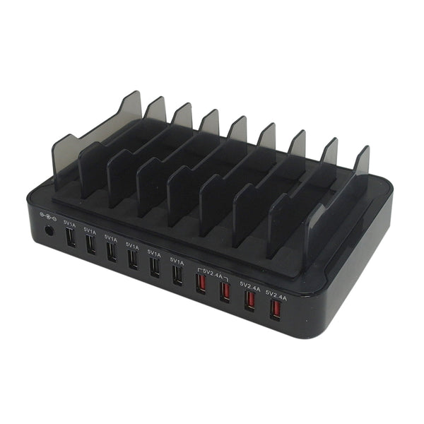 USB A 10-port SMART IQ power station - Black 5V/13.2A