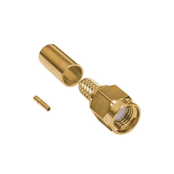 SMA Reverse Polarity Male Crimp Connector for RG58 (LMR-195) 50 Ohm - Gold