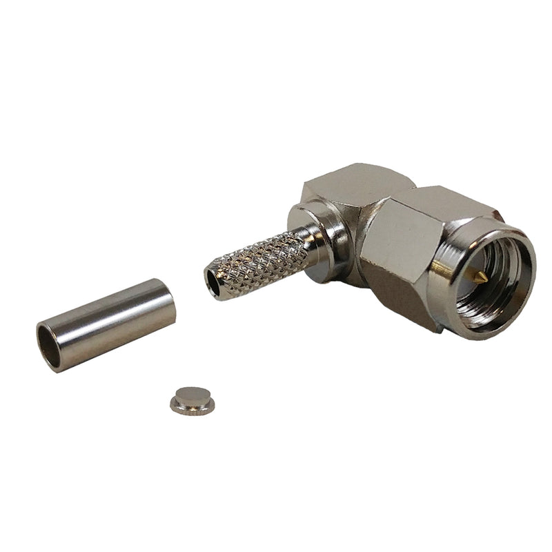 SMA Right Angle Male Crimp Connector for RG174 LMR-100