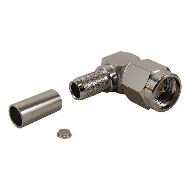 SMA Right Angle Male Crimp Connector for RG58 LMR-195 50 Ohm