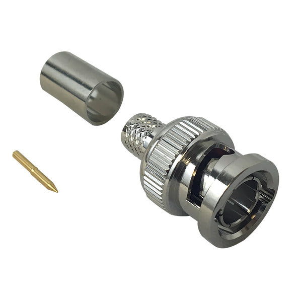 BNC Male Crimp Connector for RG6 Cable - 6GHz Max