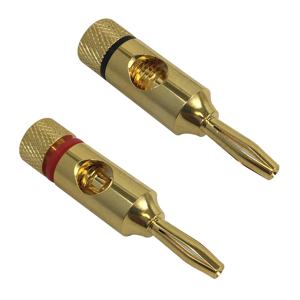 Banana Clip Screw Down Connectors, 1 Pair - Black/Red