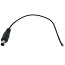 DC Power Connector Male 2.1mm x 5.5mm (8 inch Pigtail, 22AWG)