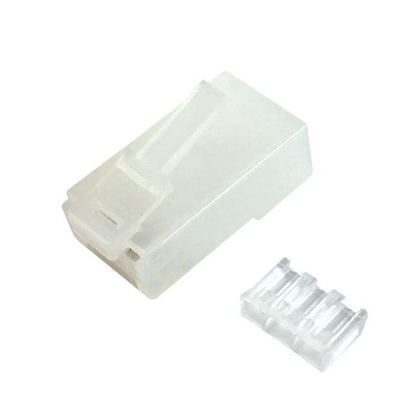 RJ45 2 Piece Cat6 Plug Rugged PCM Material for Solid or Stranded Round Cable 8P 8C - Pack of 100