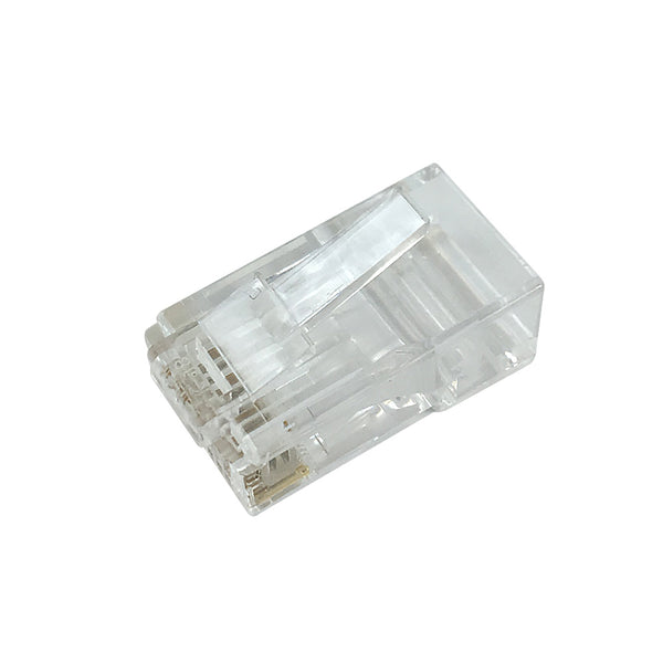 RJ45 1 Piece Cat6 Plug for Round Cable Solid or Stranded 8P 8C