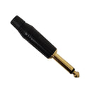 TS (1/4 inch) Mono Male Solder Slim Connector - Black