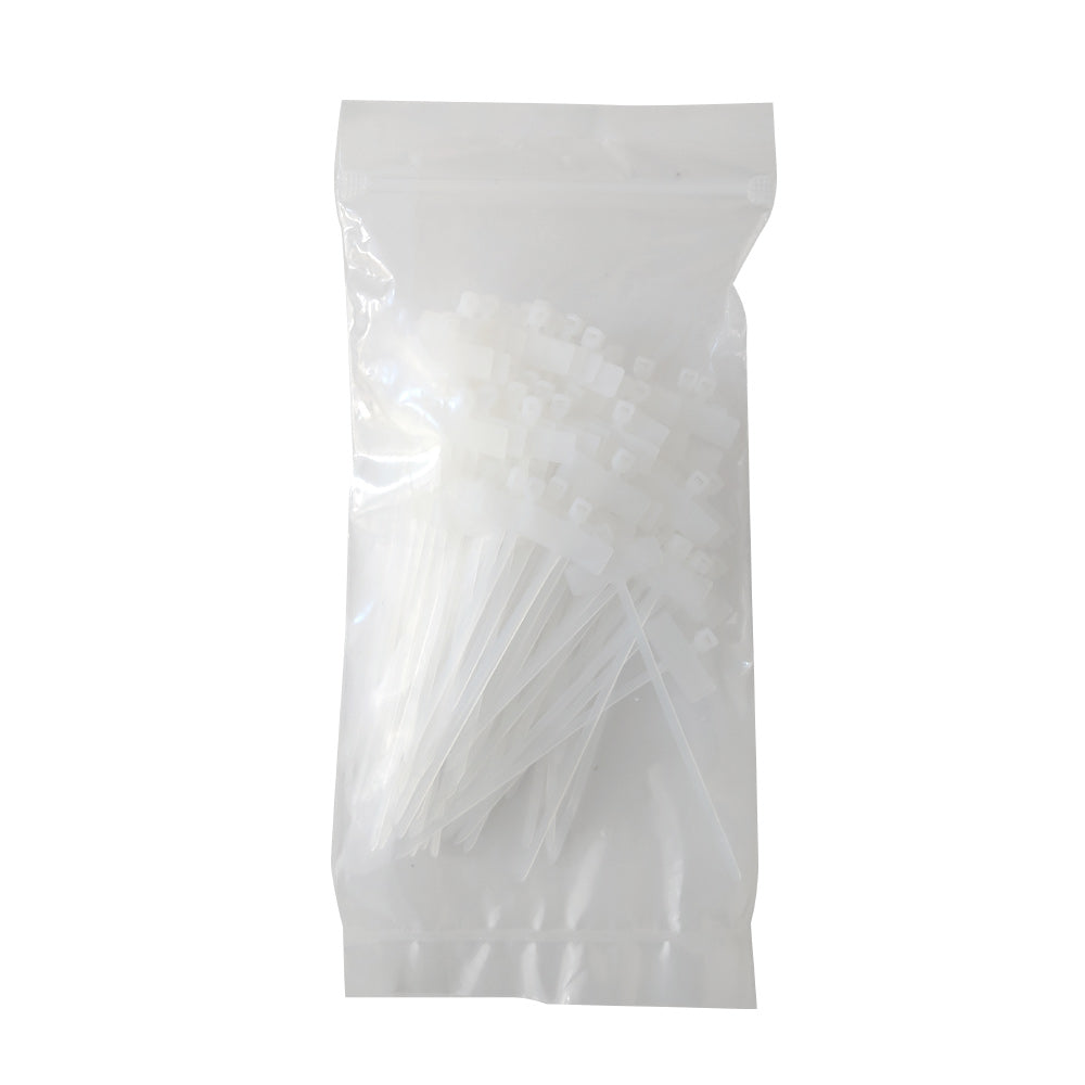 4 inch Wrap-Around Flag Style Cable Tie (18lb) - UL94 V-2 Nylon 66 - Clear - Pack of 100