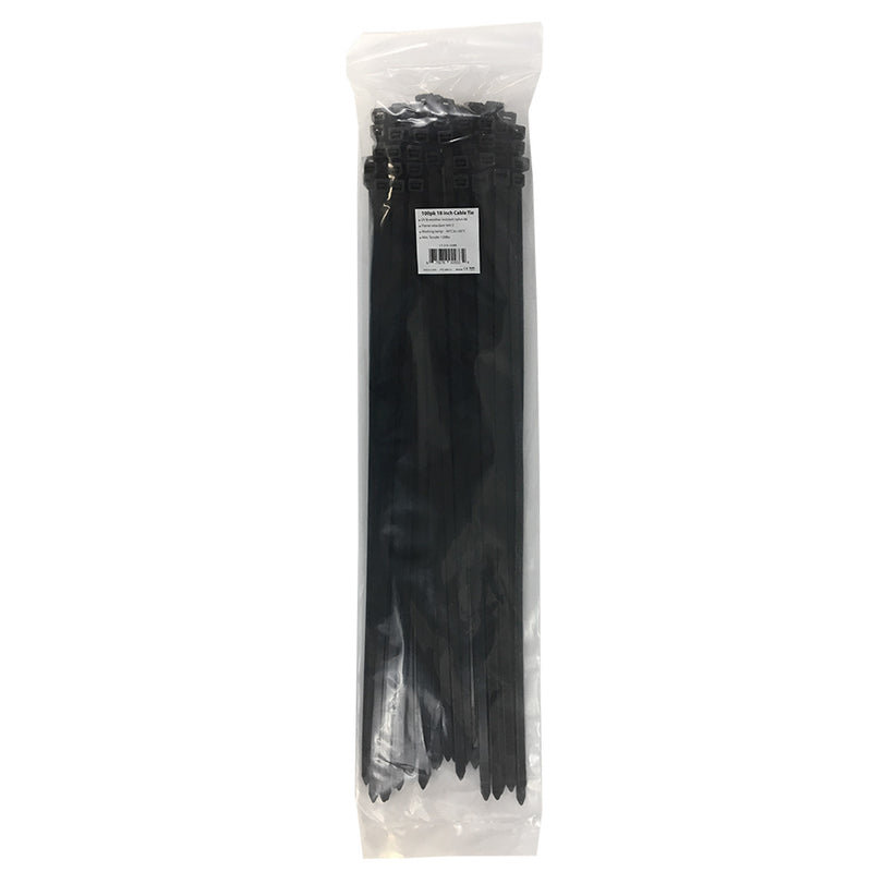 18 Inch Cable Tie 120lb UV & Weather Resistant Nylon 66 - Black