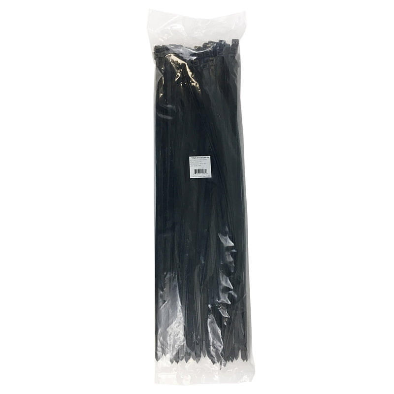 24 Inch Cable Tie 175lb UV & Weather Resistant Nylon 66 Black - Pack of 100