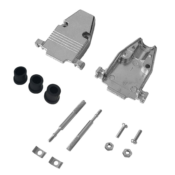 DB15 Metal Cover Kit with Thumbscrews and Grommets - Fits 5mm to 8mm Cable