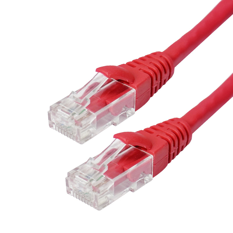 Molded Boot Custom RJ45 Cat5e 350MHz Assembled Patch Cable - Red