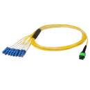 8-Fiber Singlemode MPO/MTP APC Female no guide pins to 8x LC/UPC clipped in pairs - OFNP Plenum