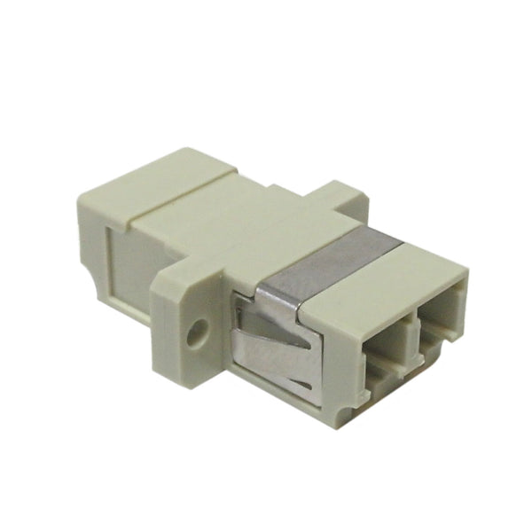 LC/LC Fiber Coupler F/F Multimode OM1/OM2 Duplex Ceramic Panel Mount, Beige