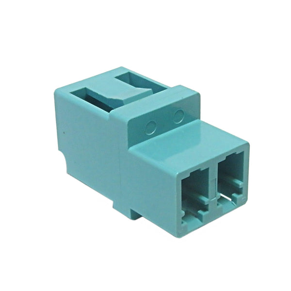 LC/LC Fiber Coupler F/F Multimode 50 Micron 10gig OM3/OM4 Duplex Ceramic, Aqua