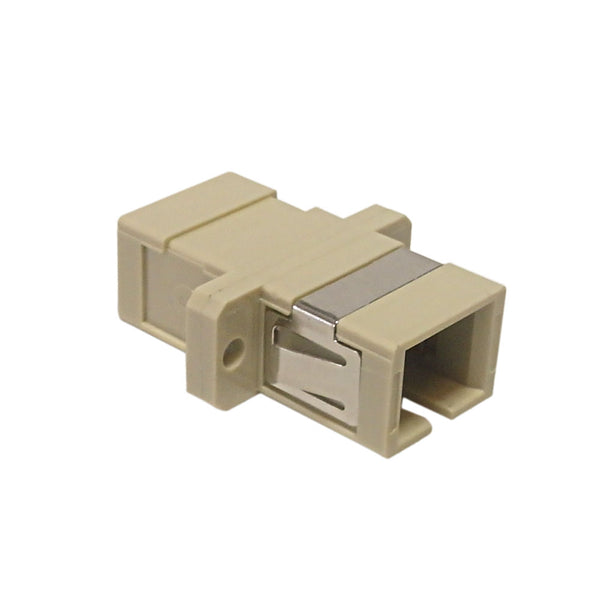 SC/SC Fiber Coupler F/F Multimode OM1/OM2 Simplex Ceramic Panel Mount - Beige