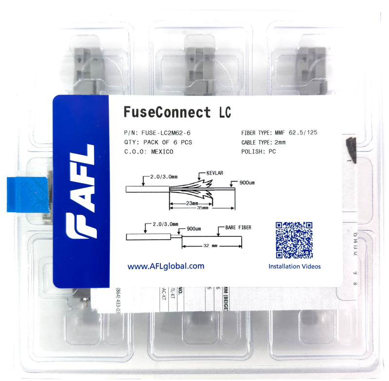 AFL FUSEConnect LC/PC MM 62.5u Connector - 2mm Beige (6 pack)