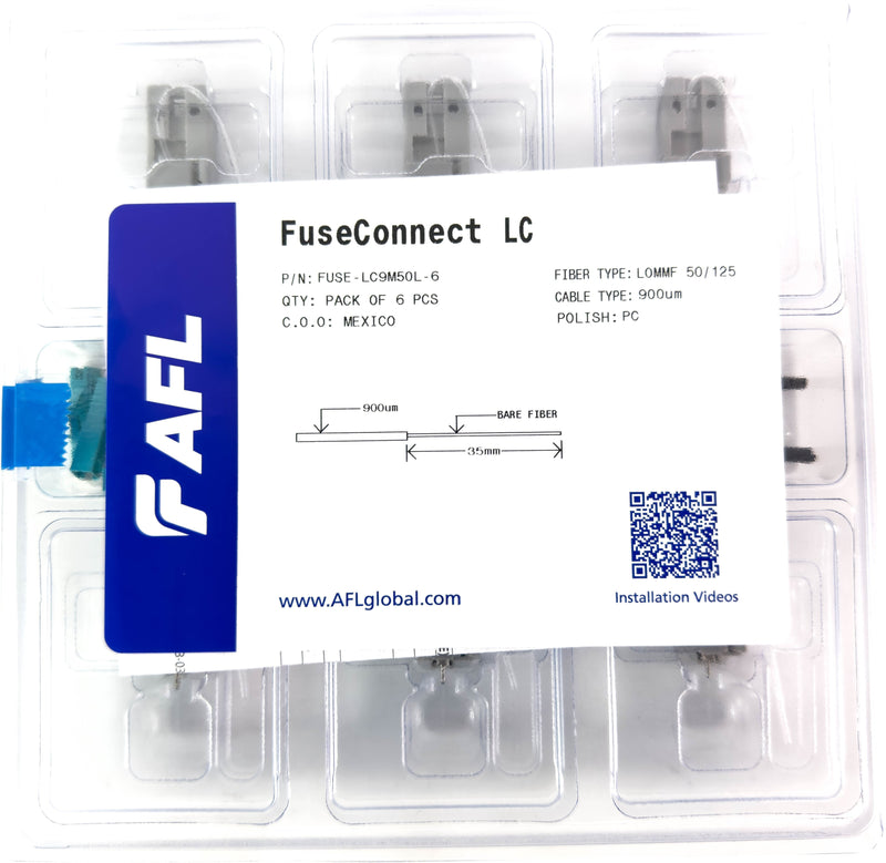 AFL FUSEConnect LC/PC MM 50u 10Gig Connector - 900um Aqua (6 pack)