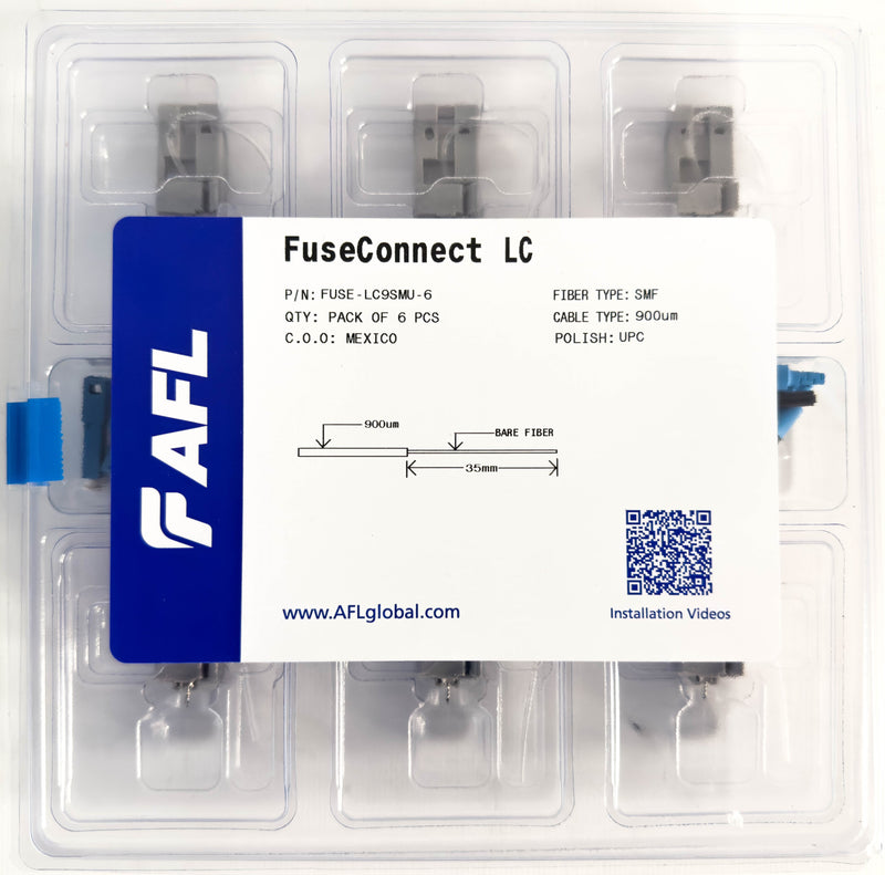 AFL FUSEConnect LC/UPC SM Connector - 900um Blue (6 pack)