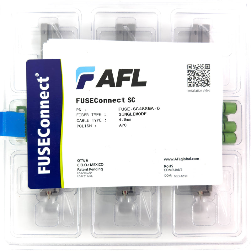 AFL FUSEConnect SC/APC SM Connector - 4.8mm Green (6 pack)
