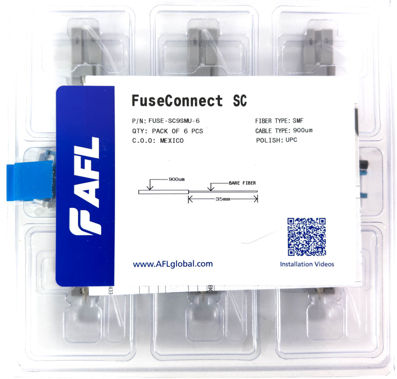 AFL FUSEConnect SC/UPC SM Connector - 900um Blue (6 pack)