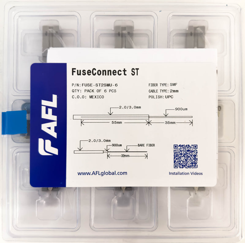AFL FUSEConnect ST/UPC SM Connector - 2mm Blue (6 pack)