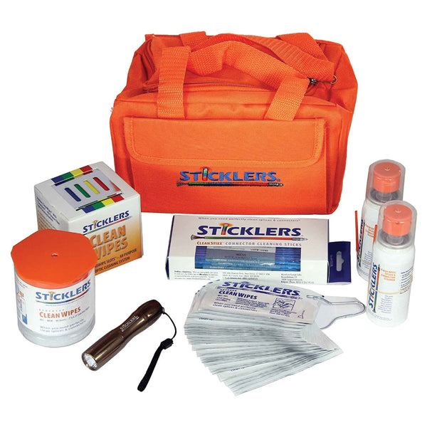 Sticklers™ Fiber Cleaning Kit - 2 POC03M - 1 WFW - 1 WCS100 - 25 CleanWipes™ - 50 S25 sticks - 20 S12 - LED light