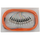3m ST/PC 12-Fiber OM1 Multimode Simplex 62.5 micron - 900um Jacketed Pigtail - 19inch Fan-Out - OFNR