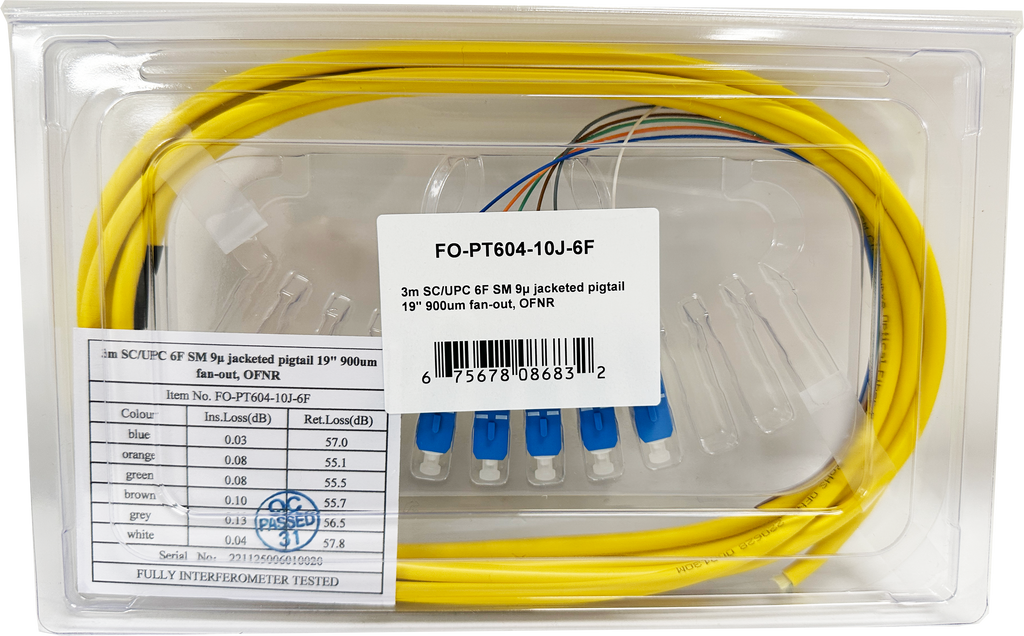 3m SC/UPC OS2 Singlemode Simplex 9 micron - 900um Jacketed Pigtail - 1
