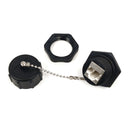 Cat6 RJ45 Female to 110 Punch Down Shielded Bulkhead Coupler - Waterproof IP68 Rated - Black