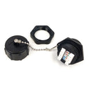 Cat6 RJ45 Female to 110 Punch Down Shielded Bulkhead Coupler - Waterproof IP68 Rated - Black