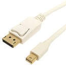 Mini DisplayPort Male to DisplayPort Male Cable with Audio 4Kx2K - FT4 32AWG White