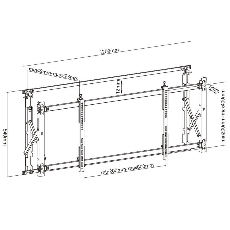 Super Slim Video Wall TV Mount Bracket, Portrait or Landscape Fits Sizes 55-60 inches - Maximum VESA 800x600