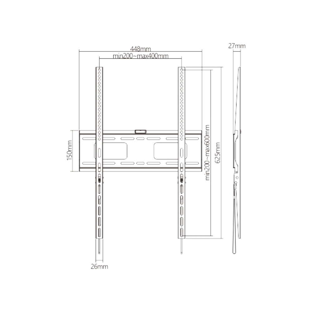 Fixed Portrait TV Wall Mount Bracket for Flat LCD/LEDS - Fits Sizes 37-70 inches - Maximum VESA 400x600