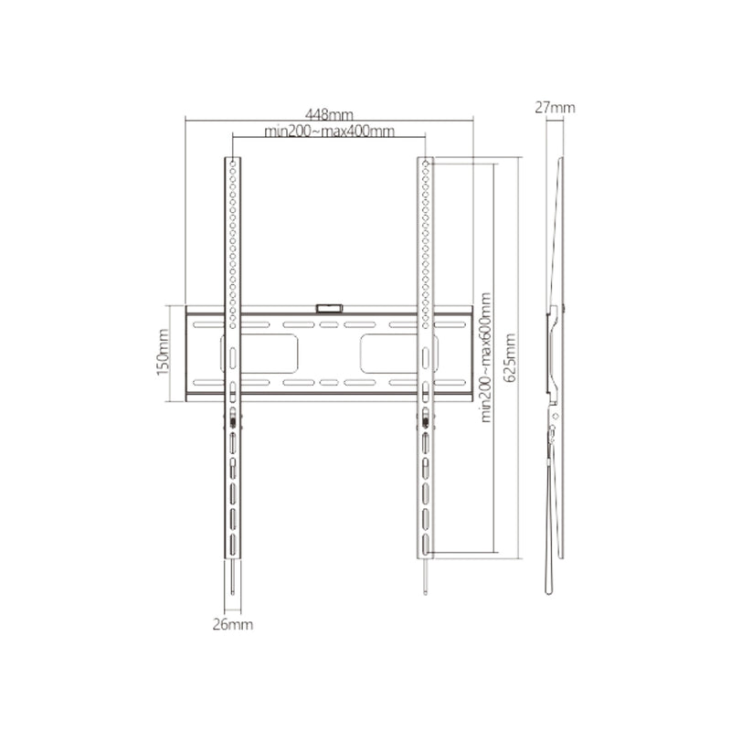 Fixed Portrait TV Wall Mount Bracket for Flat LCD/LEDS - Fits Sizes 37-70 inches - Maximum VESA 400x600