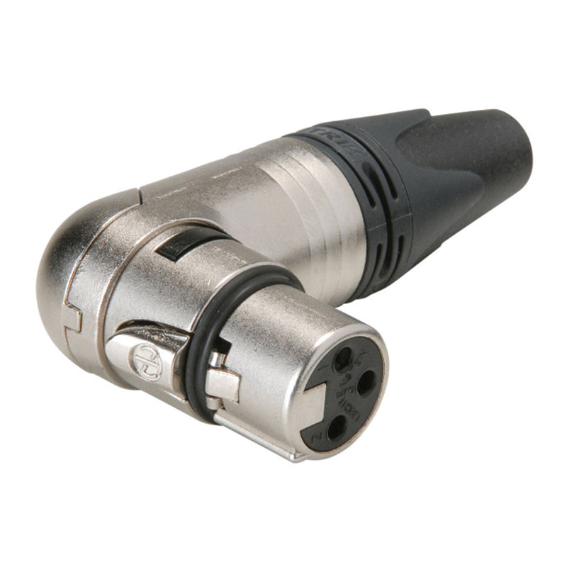 Neutrik 3-Pin XLR Right Angle Female Connector - Nickel with Silver Pins