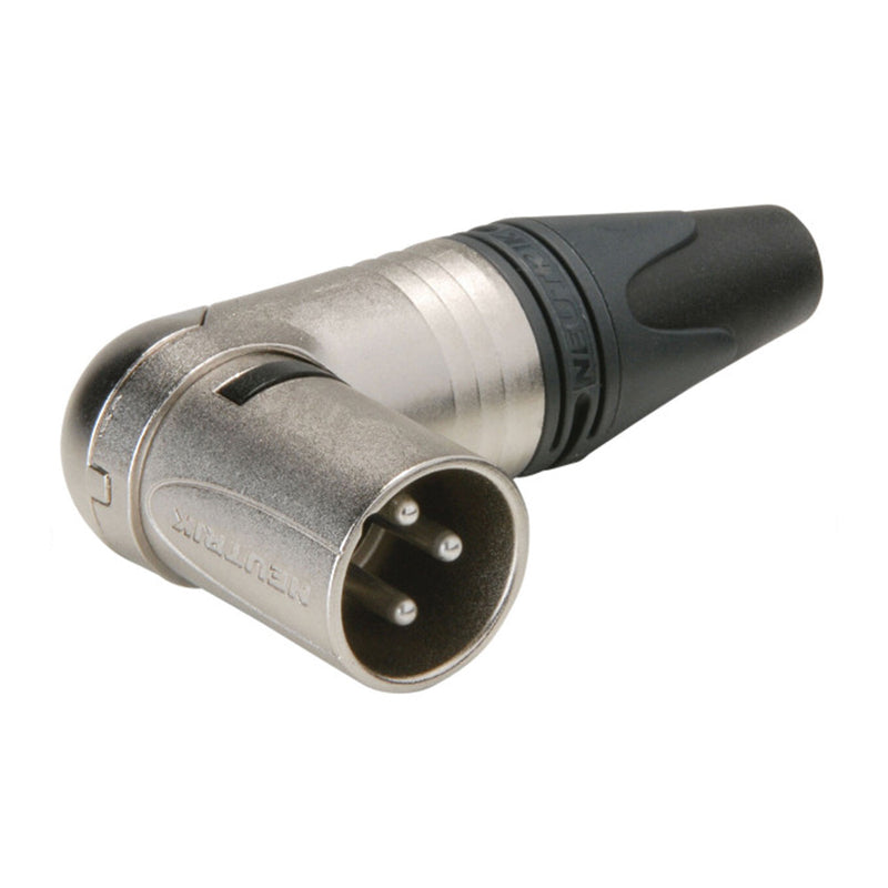 Neutrik 3-Pin XLR Right Angle Male Connector - Nickel with Silver Pins