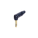 Neutrik 90 Degree 1/4 inch TRS Male Slim Plug - Black with Gold Pins