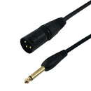 XLR 3-pin Male to 1/4 Inch TS Male Unbalanced Cable