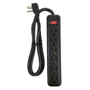 6 Outlet Power Strip - 3ft Cord, Down Angle Plug - Black