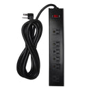 6 Outlet Power Strip - 10ft Cord, Down Angle Plug, Metal Housing - Black