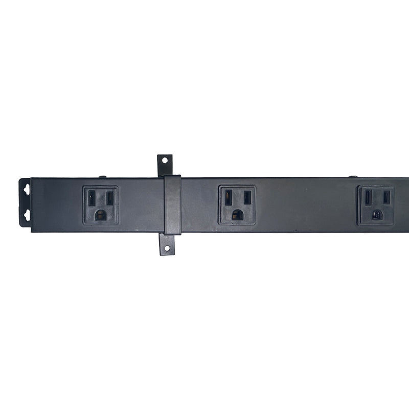 12 Outlet Metal Power Strip - 48'' Length - Straight Plug with 6ft Cord - Black