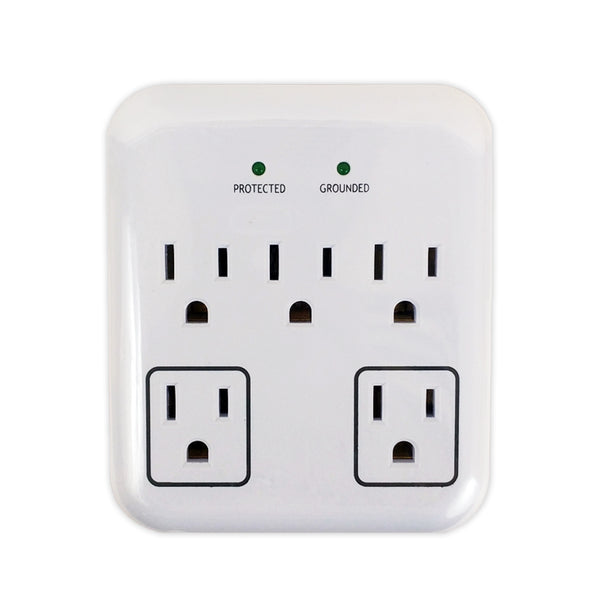 5 Outlet Power Tap 900J Surge Protection - White