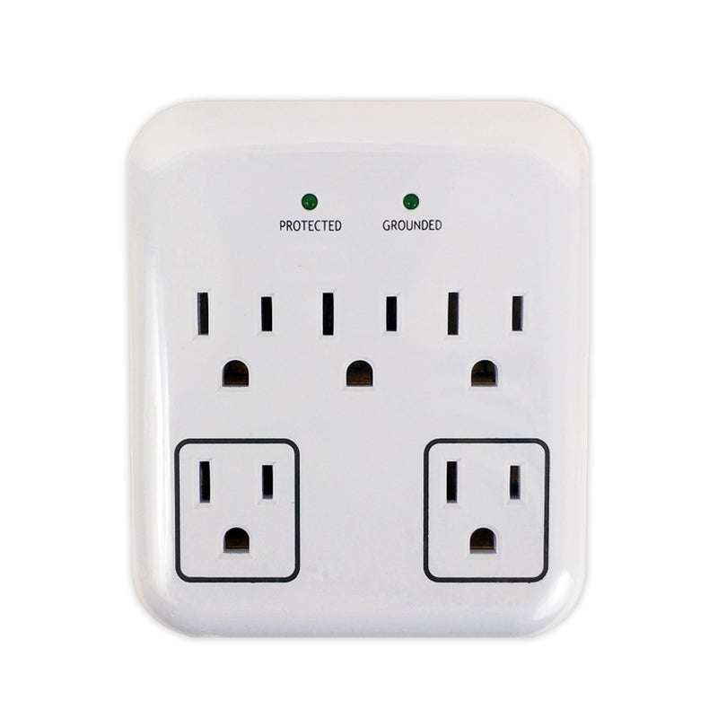 5 Outlet Power Tap 900J Surge Protection - White