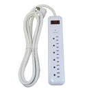6 outlet Surge Protector - 1000J, 8ft Cord, Down Angle Plug - White