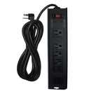 6 outlet Surge Protector - 1150J, 15ft Cord, Down Angle Plug - Black