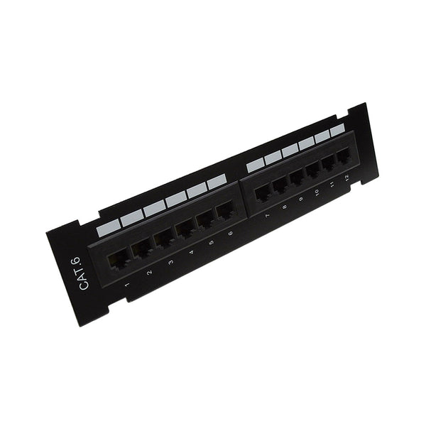 12-Port CAT6 Panel, Self Mount Patch Panel - 110 Punch-Down