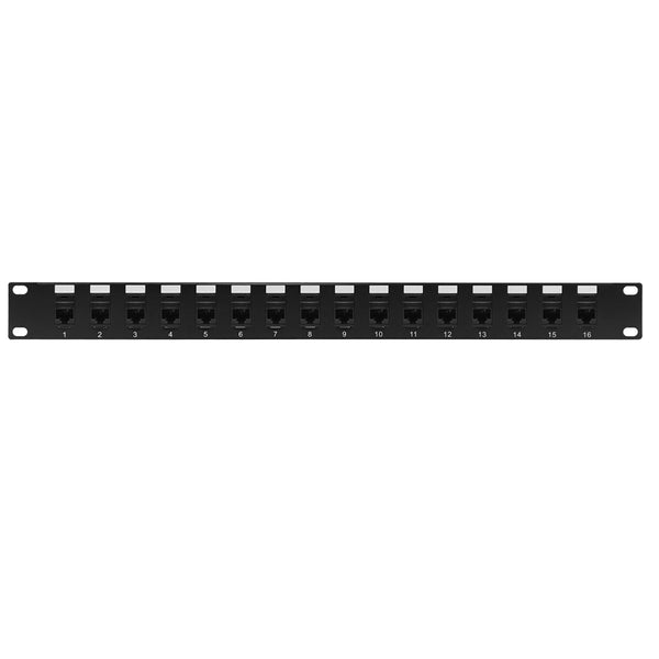 16-Port CAT5e Patch Panel, 19" Rackmount 1U - Pass-Through