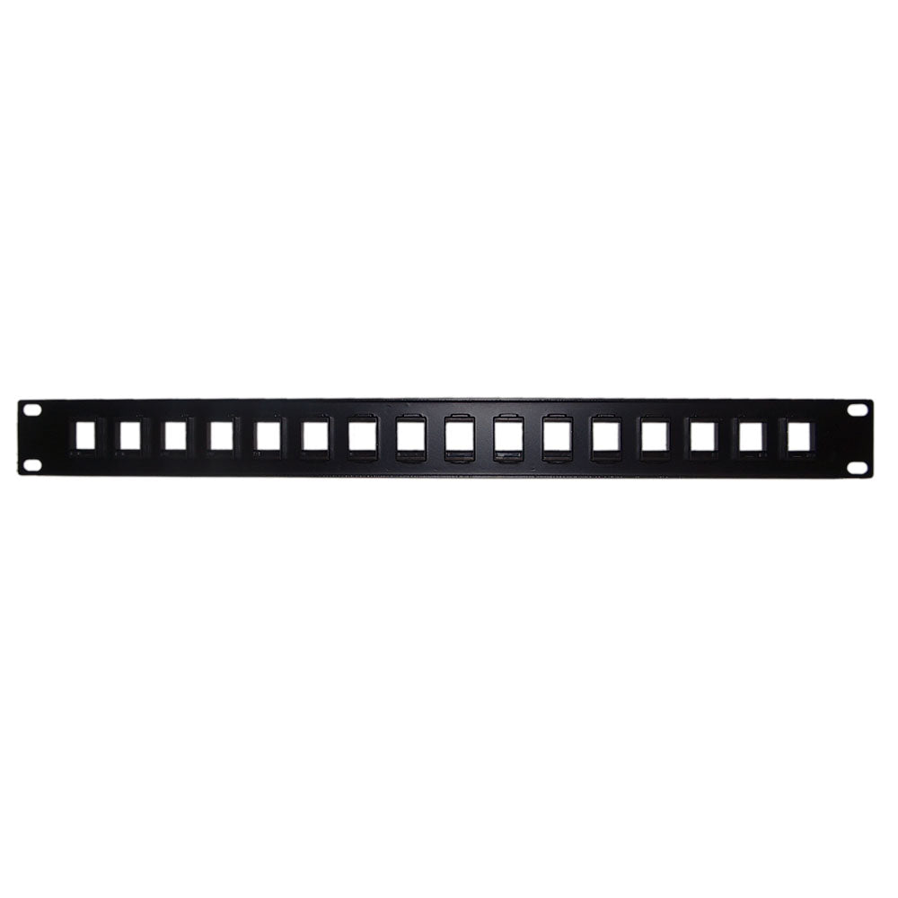 16-port Keystone Patch Panel, 19 inch Rackmount 1U - Unloaded