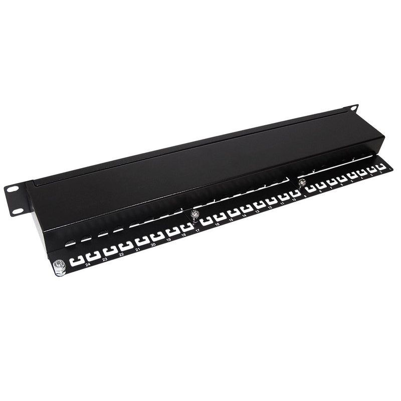 24-Port CAT6 Shielded Patch Panel, 19" Rackmount 1U - 110 Punch-Down