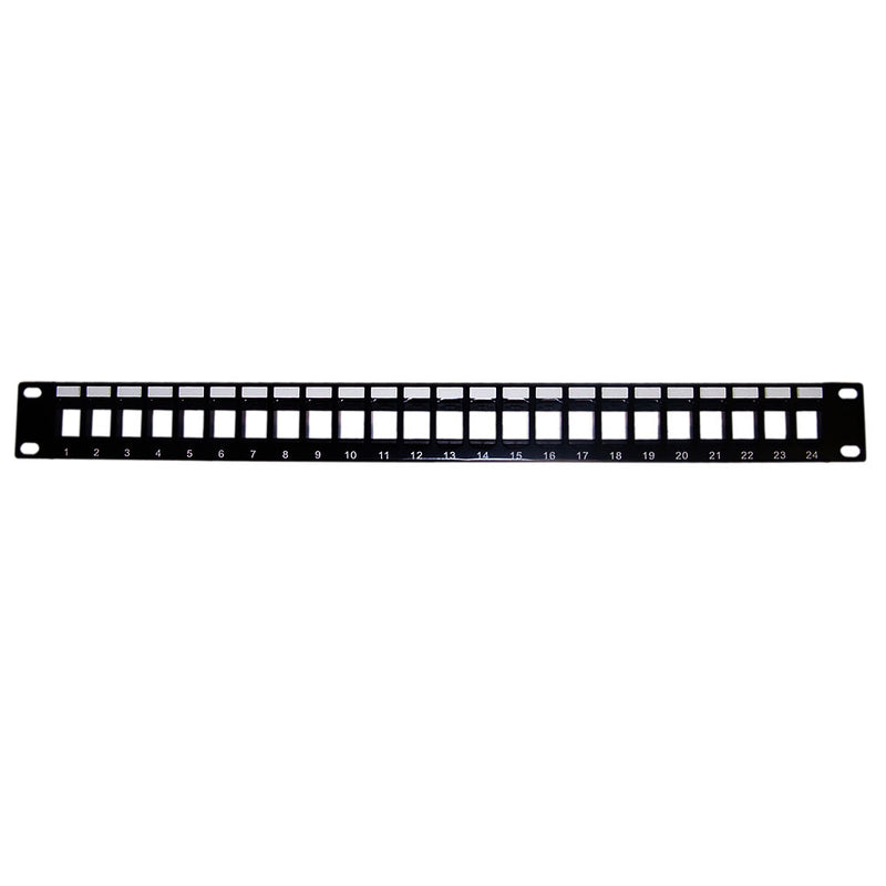 24-port Keystone Patch Panel, 19 inch Rackmount 1U - Unloaded